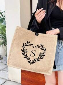 1個首字母jute沙灘手提袋,情人節禮物女友、他或她的禮物、情人節快樂、婚禮週年紀念禮物、情人節禮物、妻子禮物、伴娘禮物、假日配件、個性化的生日禮物給媽媽、老師、朋友、伴娘、聖誕節送給女性的購物袋、可重複使用的購物袋、婚禮伴娘禮物、教師禮物、護士禮物(s字母) - 卡其色 - 查看 3