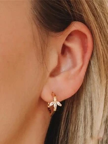 A Pair s925 Sterling Silver Simple Hoop Earring For Woman Wedding Jewelry Fine Earring - Gold - View 1