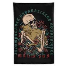 1 件骷髏擁抱貓牆掛毯,簡約百搭的布藝裝飾,適合男孩和女孩的房間牆壁裝飾 - 彩色 - 查看 1