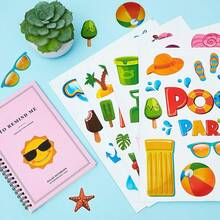 夏日雙面海灘泳池派對靜電貼紙夏威夷窗貼紙,適用於冰箱窗玻璃車夏日派對熱帶派對裝飾 - 彩色 - 查看 4