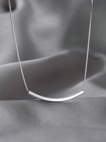 Collar De Cadena Con Forma De Sonrisa Para Damas En Color Plateado, Collar Simple De Joyería Regalo - Plateado - Ver 6