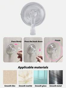 2入組透明pc塑料的無痕浴室吸盤掛鉤,無需打孔,承重能力強,適用於浴室、廚房的毛巾和配件收納 - 無色 - 查看 4