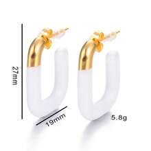 1对女士个性化法式极简主义高端不锈钢水滴耳环，C形竹节多巴胺U形彩色耳环，质感奢华，适合节日或日常佩戴 - style 1 - 查看 3