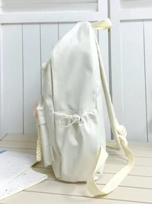 女式流行背包,擁有ins風格和卡通裝飾,大容量,適合學生和年輕女性 - 白色 - 查看 4