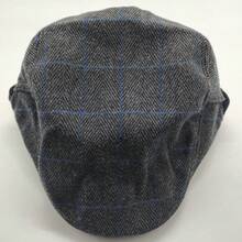 New Arrival Knitted Beret For Autumn And Winter, Men's British Style Vintage Baseball Cap, Women's Fashionable Grid Forward Hat - Dark Grey - View 2