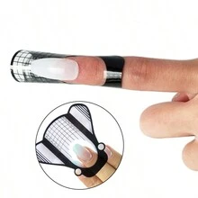 30入組黑色飛鼠紙托盤美甲裝扮工具,亞麻素膠甲片延伸貼片專業美甲工具,彎曲指甲藝術指南板 - 黑色 - 查看 3