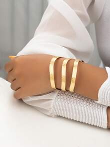 1入經典精美的中空翅膀、花朵、葉子、心形和線條裝飾多層手鏈,適用於女性宴會和儀式場合和禮物 - 線條 - 查看 8