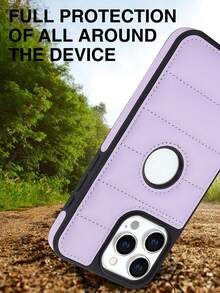 AWQUER PU Leather Back Phone Case Compatible With IPhone 15 14 Plus 13 12 Mini 11 Pro Max 8 7 Plus SE 5G 2020 2022 Shockproof Phone Cover - Mauve Purple - View 8