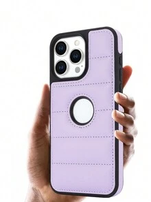 AWQUER PU Leather Back Phone Case Compatible With IPhone 15 14 Plus 13 12 Mini 11 Pro Max 8 7 Plus SE 5G 2020 2022 Shockproof Phone Cover - Mauve Purple - View 2