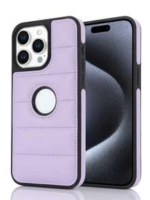 AWQUER PU Leather Back Phone Case Compatible With IPhone 15 14 Plus 13 12 Mini 11 Pro Max 8 7 Plus SE 5G 2020 2022 Shockproof Phone Cover - Mauve Purple - View 3