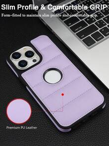 AWQUER PU Leather Back Phone Case Compatible With IPhone 15 14 Plus 13 12 Mini 11 Pro Max 8 7 Plus SE 5G 2020 2022 Shockproof Phone Cover - Mauve Purple - View 7