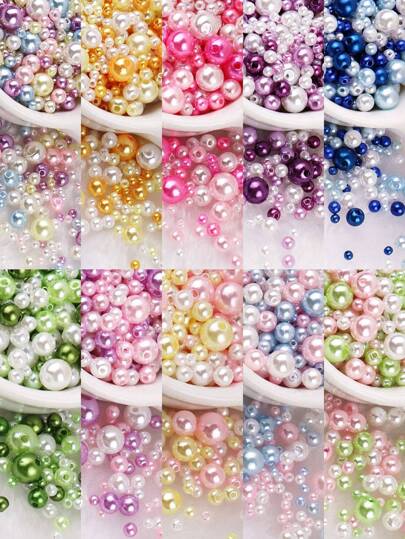 3-8 mm runda abs-pärlor med två hål för klädaccessoarer, gör-det-själv