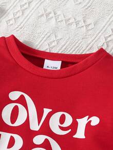 Baby Boy's Letter Printed Sweatshirt And Long Pants Set - Red - View 2