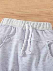 Baby Boy's Letter Printed Sweatshirt And Long Pants Set - Red - View 6