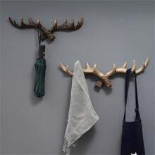 1pc Creative Deer Antlers Wall Hook, American Style Home Personalized Deer Head Wall Mounted Storage, Living Room Wall Decor - Multicolor - View 1