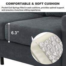 Upholstered Sectional Sofa Couch, L Shaped Couch With Storage Reversible Ottoman Bench 3 Seater For Living Room, Apartment, Compact Spaces - 深灰色 - 查看 5