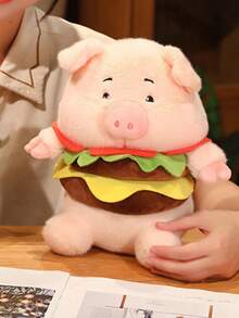 漢堡造型豬公仔毛絨玩具 - 珊瑚粉 - 查看 3