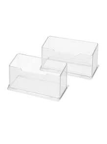 1pc Acrylic Clear Business Card Holder Plastic Desktop Card Storage Box - Clear - View 5
