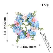 1pc,Blue Hydrangea Wreath,Spring Summer Wreaths For Front Door, Artificial Blue And Pink Flowers Spring Door Wreath ,Spring Floral Wreath For Indoor, Outdoor, Home Wall Window Decoration - Multicolor - View 5
