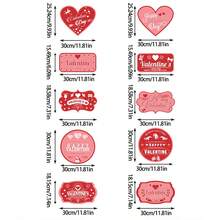 5入組情人節裝飾門旗幟,西式家居裝飾對聯窗簾 - 紅色 - 查看 2