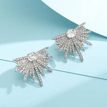 2pcs Wing Design Full Rhinestone Luxury Lady Earrings - Silver - View 9