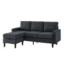 Upholstered Sectional Sofa Couch, L Shaped Couch With Storage Reversible Ottoman Bench 3 Seater For Living Room, Apartment, Compact Spaces - 深灰色 - 查看 9