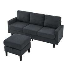 Upholstered Sectional Sofa Couch, L Shaped Couch With Storage Reversible Ottoman Bench 3 Seater For Living Room, Apartment, Compact Spaces - 深灰色 - 查看 10