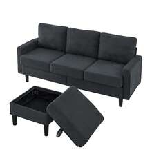 Upholstered Sectional Sofa Couch, L Shaped Couch With Storage Reversible Ottoman Bench 3 Seater For Living Room, Apartment, Compact Spaces - 深灰色 - 查看 11
