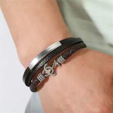 Cross-Border Fashionable Alloy Anchor Leather Bracelet With Multi-Layered Leather Weaving Design For Men - Multicolor - View 6
