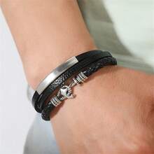 Cross-Border Fashionable Alloy Anchor Leather Bracelet With Multi-Layered Leather Weaving Design For Men - Multicolor - View 7
