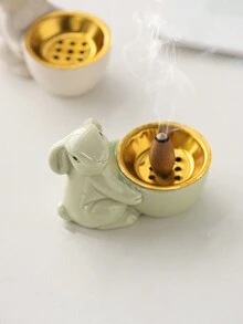 1 件陶瓷兔子形香爐,簡約風格,多種顏色,適合節日、禮品、家居、辦公室和酒店裝飾 - 綠色 - 查看 5