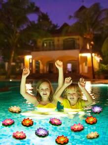 6pcs LED Floating Waterproof Lotus Flower Lights, LED Waterproof Lotus Flower Night Lights, Waterproof Lotus Lights For Swimming Pool Decor, Suitable For Wishing, River Or Swimming Pool Decoration, Christmas Garden Water Pool Fountain Decor Lights - Random Color - View 5