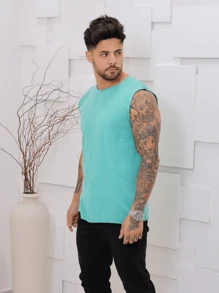 Men Tank Tops - Azul menta - Ver 2