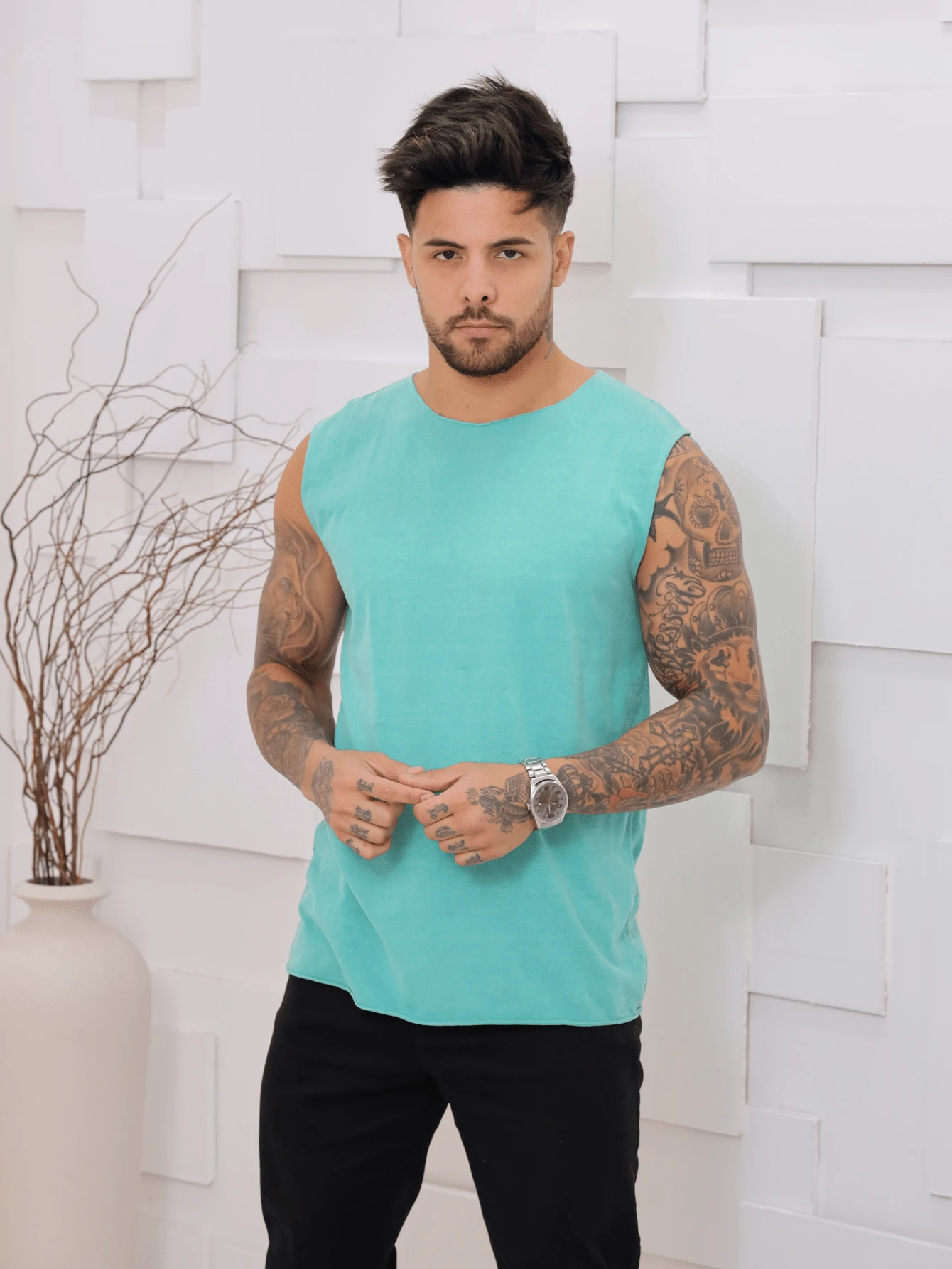 Men Tank Tops - Azul menta - Ver 1