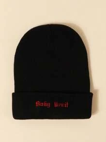 1pc Y2k Style Unisex Ski Hat With 'You Can Do It' Text, Knitted Cap, Outdoor Warm Casual Beanie For Winter Daily Commuting - Black - View 1