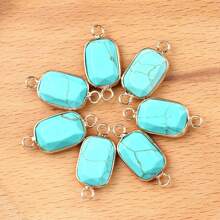 2入組水晶瑪瑙矩形形狀晶連接器吊飾,diy項鍊手鍊珠寶製作配件 - 彩色 - 查看 15