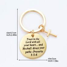"Bible Verse Cross Keychain Christian Prayer Key Ring Purse Bag Backpack Car Key Charm Christmas Gift " - Gold - View 4