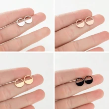 1 對不銹鋼海浪日出耳環珠寶空心耳環禮物 - 黑色 - 查看 1