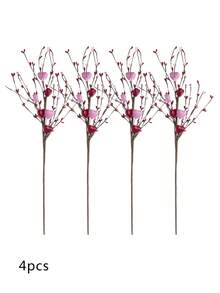 4 件人造蔓越莓莖,19.7 英寸,情人節心形噴霧人造花漿果莖粉色心形樹枝用於心形漿果採摘家居裝飾、情人節禮物、母親節、婚禮裝飾、週年紀念裝飾 - 彩色 - 查看 5