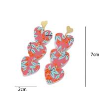 A Pair Of Eyes Blackboard Spots Pink Leopard Pattern Hollow Exaggerated Love Acrylic Texture Earrings Women's Gift - Love - View 5