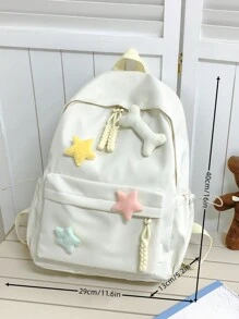 女式流行背包,擁有ins風格和卡通裝飾,大容量,適合學生和年輕女性 - 白色 - 查看 2