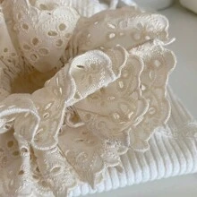 1入組精緻的蕾絲邊的髮圈,高端大氣的球型頭,甜美的女孩心形髮圈髮飾 - 彩色 - 查看 7