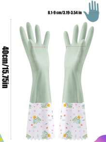 1Pair Reusable Long Dishwashing Cleaning Gloves -  Rubber Protection Gloves For Cleaning - Green - View 5