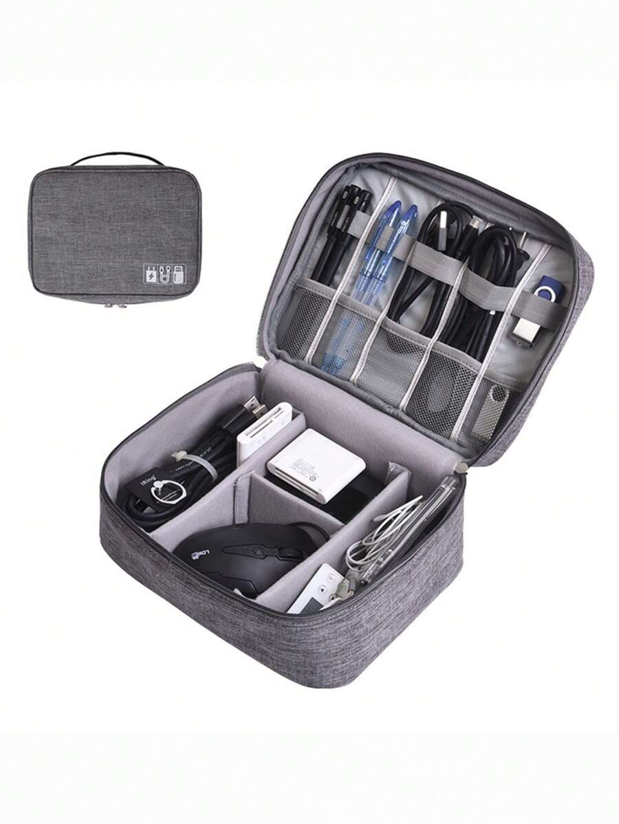 1pc北林電纜收納袋 旅行多功能數字收納盒,帶隔層 - 彩色 - 查看 1