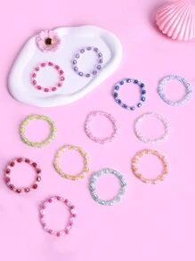 12pcs Children Transparent AB Beads Bracelet, Suitable For Daily Wear, School Use, Birthday Gift