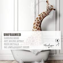 3pcs Adorable Animal Theme Bathing Artwork Set, Creative Bathroom Poster, Powder Room Wall Decor, Toilet Wall Art, Office & Public Restroom Wall Art, Nodic Bathroom Wall Decor, Ins Style Wall Art For Bedroom, Living Room, Kitchen, Dressing Room, Closet, Dining Room & Hotel Wall Decoration, Dressing Room Canvas Art Print, 3 Sizes Available, Unframed - Camel - View 7