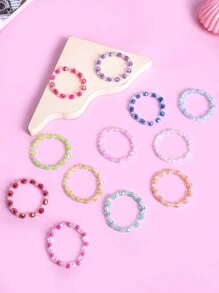 12pcs Children Transparent AB Beads Bracelet, Suitable For Daily Wear, School Use, Birthday Gift