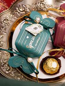 10pcs Simple Creative Green Gift Box, Candy Shape DIY Chocolates Package Box For Birthday Party Wedding Christmas Valentine's Day Spring Festival Gift Decoration - Green - View 3