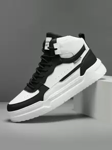 男女通用白色高帮休闲运动平底运动鞋，轻便舒适户外系带运动情侣鞋