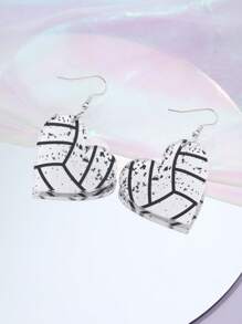 1雙女士時尚亞克力運動主題耳環,例如心形、足球、棒球、美式足球和籃球。節日送給家人和朋友的絕佳禮物選擇 - 彩色 - 查看 4